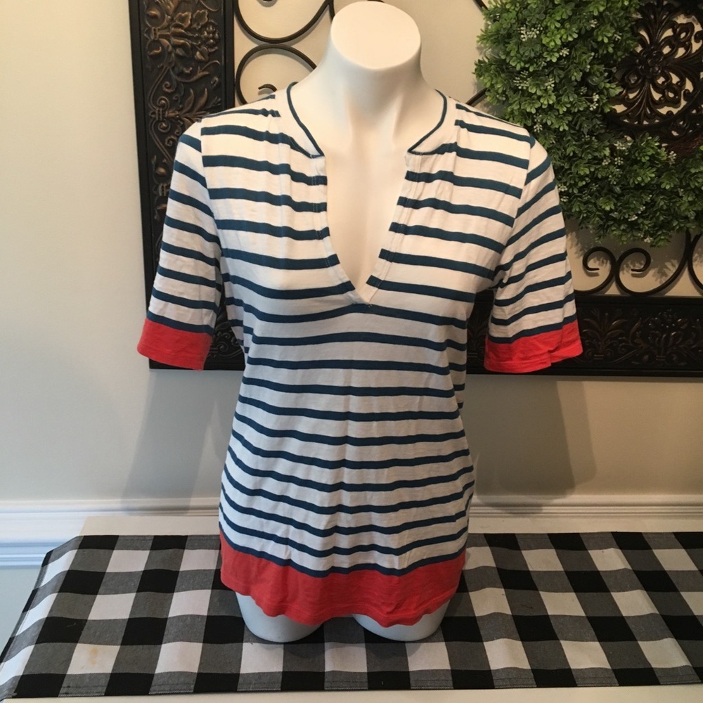 J crew striped top navy and white size medium